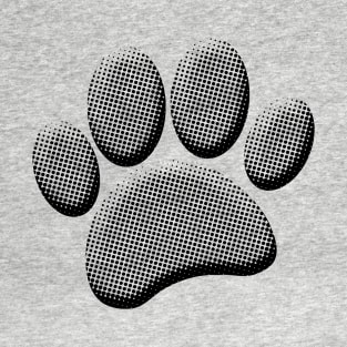 Newsprint Halftones Cartoon Dog Paw Prints T-Shirt